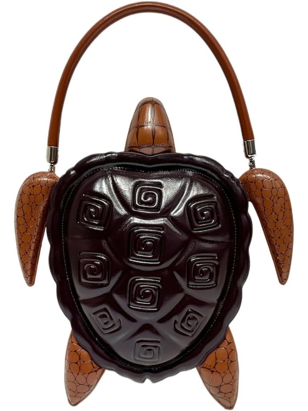 Unisex Claret Pu Leather Turtle Shape Handbag Purse Removable Strap Crossbody